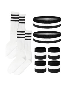 Conjunto de 4 Piezas Muñequera y Calcetines Rayas BHUCUTU