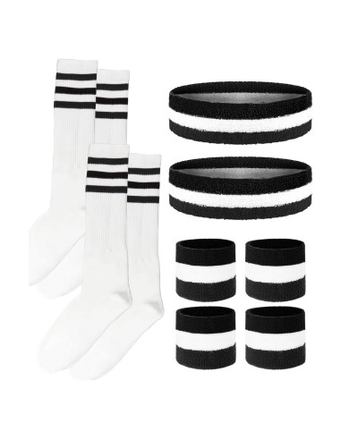 Conjunto de 4 Piezas Muñequera y Calcetines Rayas BHUCUTU