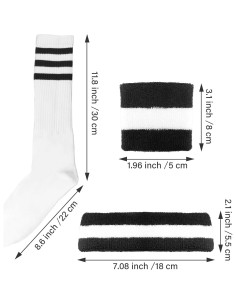 Conjunto de 4 Piezas Muñequera y Calcetines Rayas BHUCUTU 2