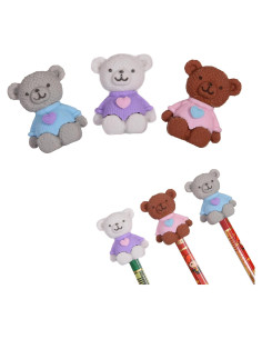 18 Gomas de Borrar en 3D Oso HILAZA para Lápices Escolares