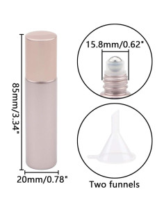 8 Botellas de Vidrio con Rodillo 10ml Newzoll Rosa Oro Mate 2