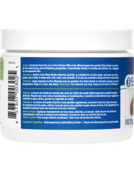 Manteca de Karité 100% Pura Earth's Care 170g Hidratante