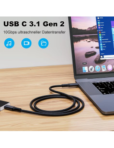 Cable USB C 3.1 2m 10Gbps 100W 4K Thunderbolt Compatible 2
