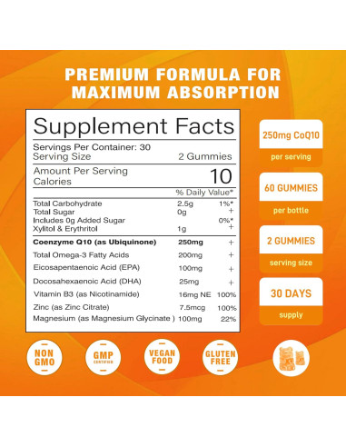 Gomitas CoQ10 Sijigood 60 Unidades Sabor Durazno Sin Azúcar