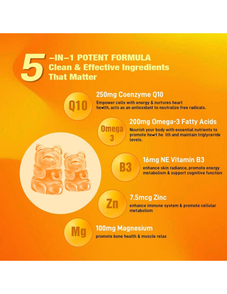 Gomitas CoQ10 Sijigood 60 Unidades Sabor Durazno Sin Azúcar Gomitas CoQ10 Sijigood 60 Unidades Sabor Durazno Sin Azúcar