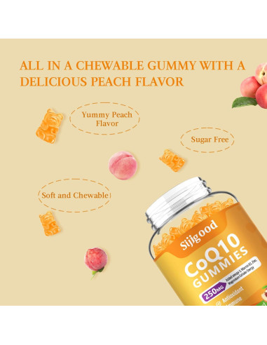 Gomitas CoQ10 Sijigood 60 Unidades Sabor Durazno Sin Azúcar