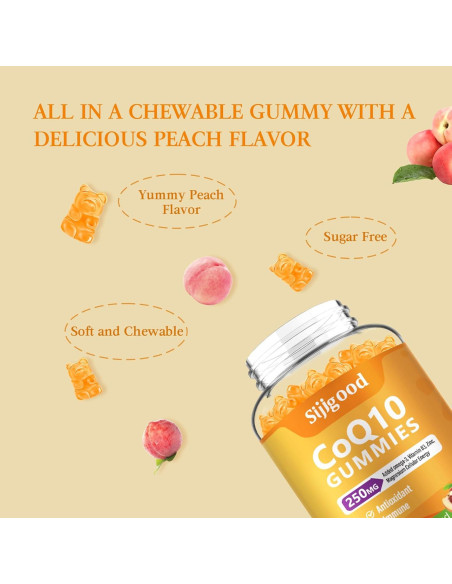 Gomitas CoQ10 Sijigood 60 Unidades Sabor Durazno Sin Azúcar Gomitas CoQ10 Sijigood 60 Unidades Sabor Durazno Sin Azúcar