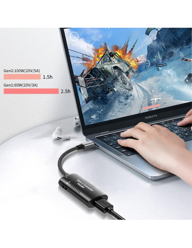 Adaptador USB-C BEYEE a Slim-Tip Cuadrado 100W 3 Puertos