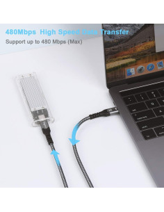 Cable USB C Fasgear 1m 100W Carga Rápida 5A PD Negro 2