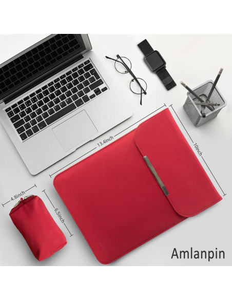 Funda para portátil 13-14" Amlanpin PU impermeable Burdeos