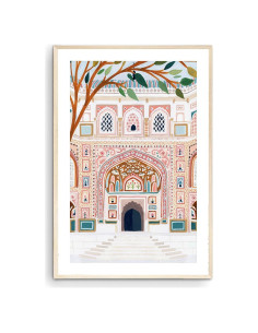 Póster artístico Palacio de Ámbar Jaipur 23x28 cm sin enmarcar