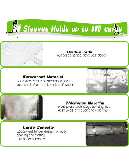 Carpeta de Tarjetas COYORO para Fútbol 400 Bolsillos Verde
