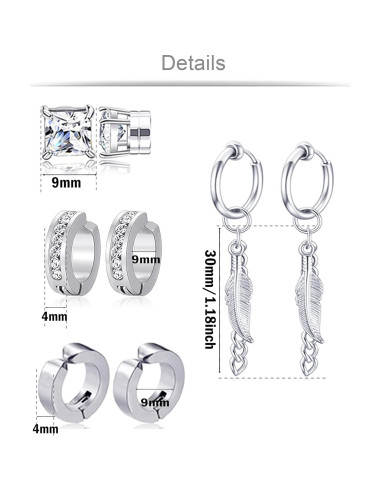 12 Pares Pendientes Magnéticos Acero Inoxidable Ofeiyaa