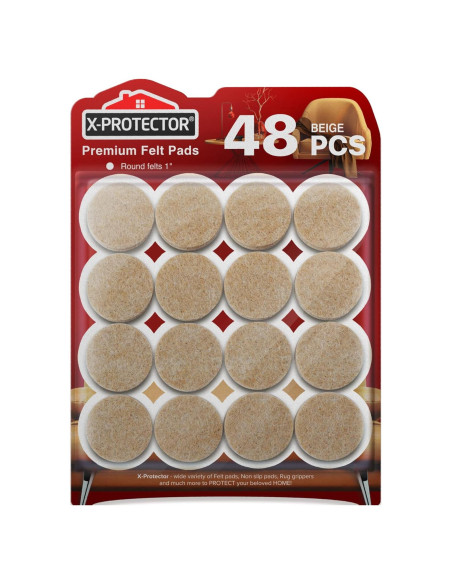 Almohadillas de Fieltro X-PROTECTOR 48 Piezas 2.54 cm Beige