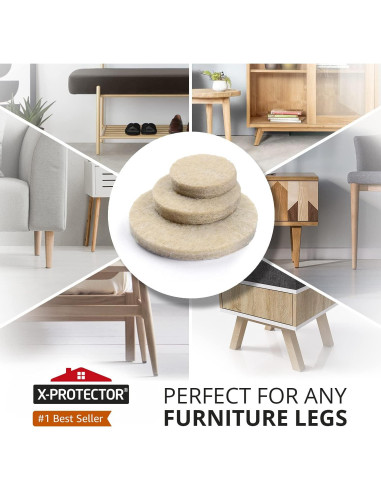 Almohadillas de Fieltro X-PROTECTOR 48 Piezas 2.54 cm Beige