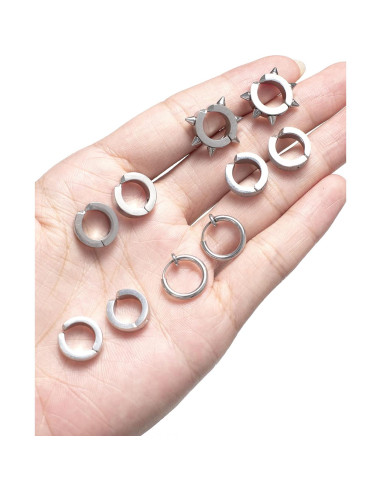 12 Pares Pendientes Magnéticos Acero Inoxidable Ofeiyaa