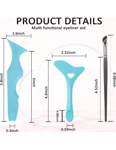 Plantilla de Delineador Reutilizable JIAXIN - 3 Piezas Azul
