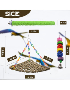 Hamaca de Hierba Marina MUYG para Aves 42x32 cm 2