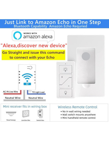 Interruptor de Luz Inalámbrico Inteligente Nexete con Receptor