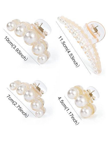 Clips de Garra de Perla Mehayi - 4 Piezas para Cabello Grueso