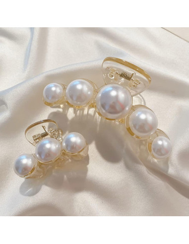 Clips de Garra de Perla Mehayi - 4 Piezas para Cabello Grueso