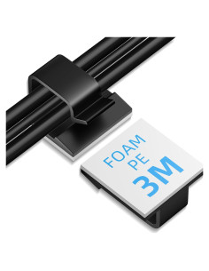 Clip de Gestión de Cables TEZOP 25 Pcs Negro Grande