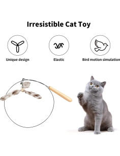 Juguete de Varita para Gatos FUKUMARU 90 cm con Plumas Naturales 2