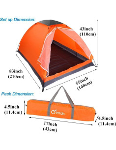 Tienda de Camping Yodo para 1 Persona Naranja Ligera 2