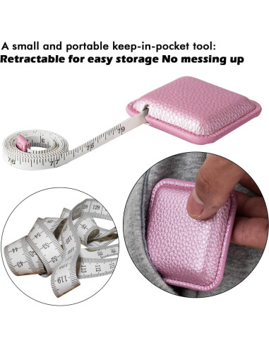 Cinta Métrica Retráctil Z 2 Metros Doble Cara Rosa Brillante