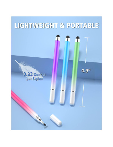 Lápices Stylus Universales 2 en 1 AmberVec - Paquete de 5 Colores