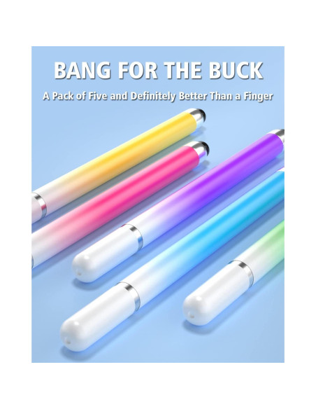 Lápices Stylus Universales 2 en 1 AmberVec - Paquete de 5 Colores