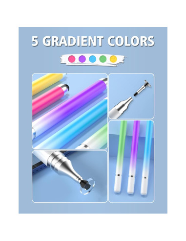 Lápices Stylus Universales 2 en 1 AmberVec - Paquete de 5 Colores