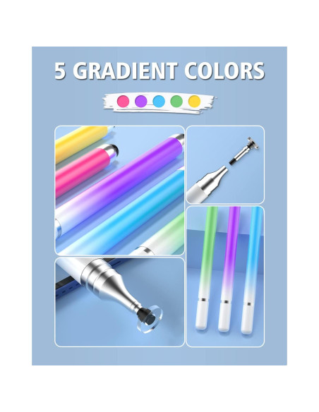 Lápices Stylus Universales 2 en 1 AmberVec - Paquete de 5 Colores