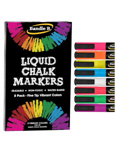 Marcadores de Tiza Líquida Bandle B - 8 Colores Vibrantes 1mm