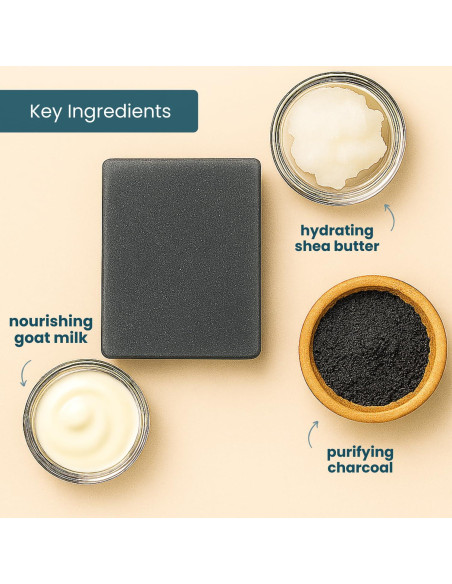 Jabón de Carbón Activado con Leche de Cabra 142g - Natural Premium