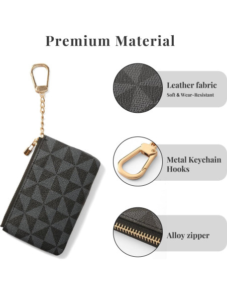 Monedero de Cuero Sintético FOUSIVOU Negro 12.4x7.9cm