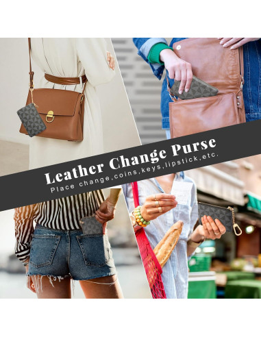 Monedero de Cuero Sintético FOUSIVOU Negro 12.4x7.9cm