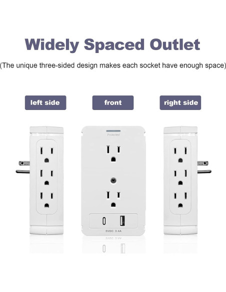 Extensor de Enchufe BOLTGY 8 Tomas con USB-A y USB-C Blanco Extensor de Enchufe BOLTGY 8 Tomas con USB-A y USB-C Blanco