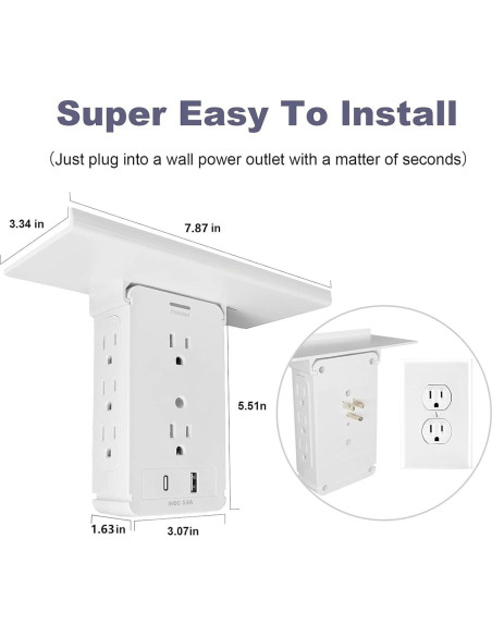 Extensor de Enchufe BOLTGY 8 Tomas con USB-A y USB-C Blanco Extensor de Enchufe BOLTGY 8 Tomas con USB-A y USB-C Blanco