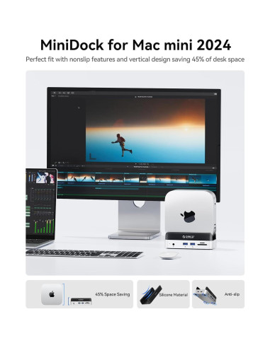Dock y Soporte ORICO para Mac mini M4 con Enclosure M.2 SSD