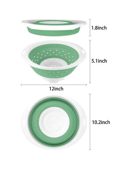 Colador Plegable QiMH 5 Cuartos Verde Hierba Libre BPA