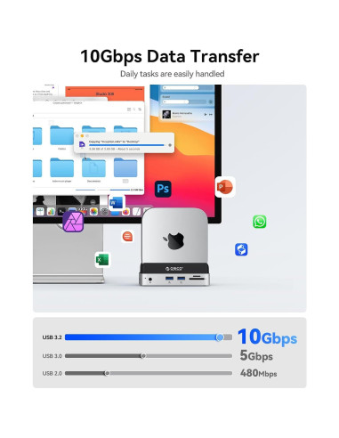 Dock y Soporte ORICO para Mac mini M4 con Enclosure M.2 SSD