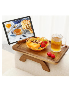 Mesa de brazo de sofá SINWANT de madera de acacia con soporte 360