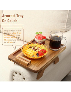 Mesa de brazo de sofá SINWANT de madera de acacia con soporte 360 2
