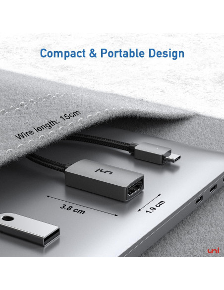Adaptador USB C a HDMI 4K uni - Compatible con MacBook y más