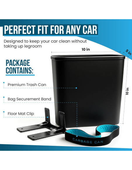 Basurero de Coche Carbage Can CBC001B Negro 25.4x12.7 cm