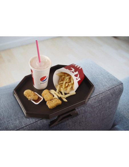 Mesa de Clip para Brazo de Sofá CHVOMNASE Marrón 12.2x9x11.4 cm