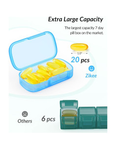Organizador de Pastillas ZIKEE 7 Días Extra Grande 15.6x9.5cm 2