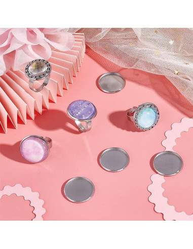 Bandejas de Cabochón Redondas Planas 100pcs UNICRAFTALE 20mm