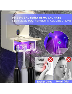 Dispensador Automático de Pasta de Dientes Wekity Beige 3 Ranuras 2